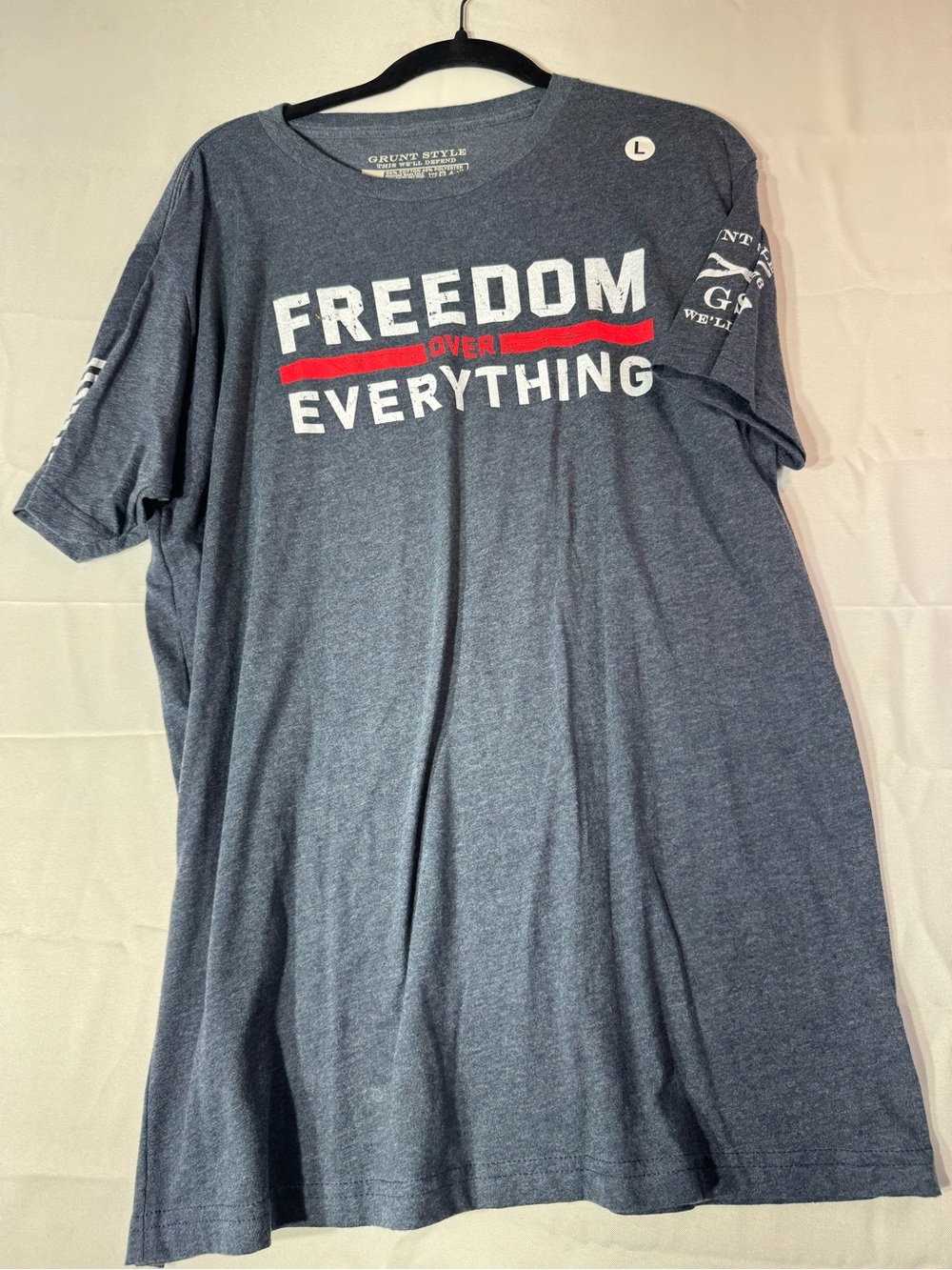 New Grunt Style large Freedom Over Everything Short Sleeve Graphic Tee - Navy